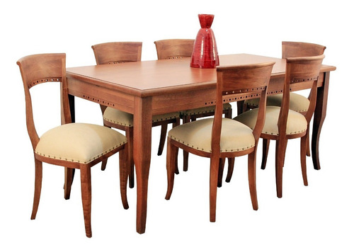 Juego Comedor Bidermayer En Madera De Cedro Con 6 Sillas