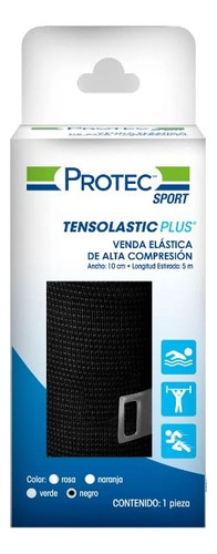 Venda Elástica De Alta Compresión Protec Sport Tensolastic Color Negra