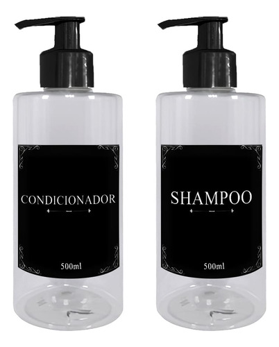 Kit Banheiro Frasco Pet Cristal Shampoo Condicionador 500ml