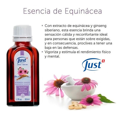 Imagen 3 de 7 de Esencia De Equinacea Ginseng 50ml Swiss Just Original