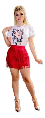 Falda Corta Flecos Con Playera Casual De Temporada Grande