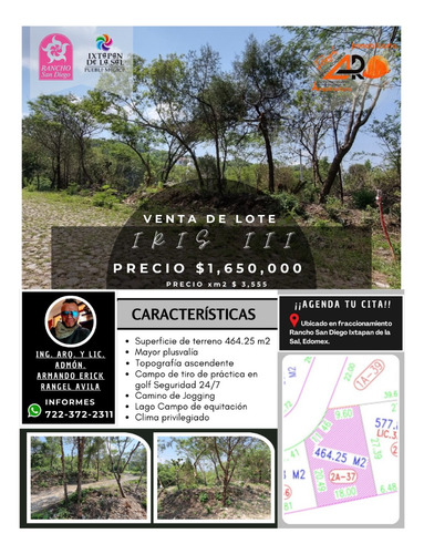 Venta Lote Iris Iii De Buen Tamaño Y Vistas Panorámicas Con Proyecto Incluído Y Todos Los Servicios En Fracc Rancho San Diego Ixtapan De La Sal Edomex