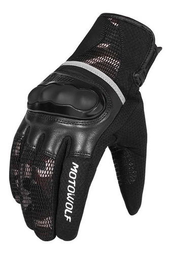 Guantes Para Motociclismo Camuflaje Motowolf 0310 - Negro