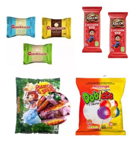 Combo N°4 Golosinas Cumpleaños X 10 Chicos Caramelo Chupetin