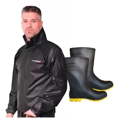 Capa De Chuva Motoqueiro Pioneira Storm + Bota Vonder Kit