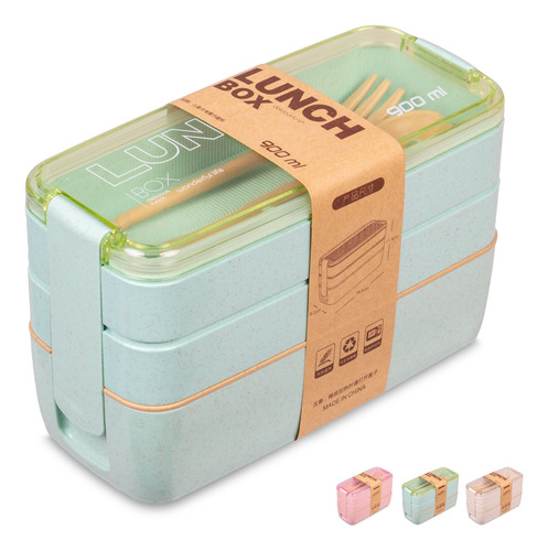 Lunch Box Bento Lonchera Térmica 900 Ml Contenedor Cubiertos