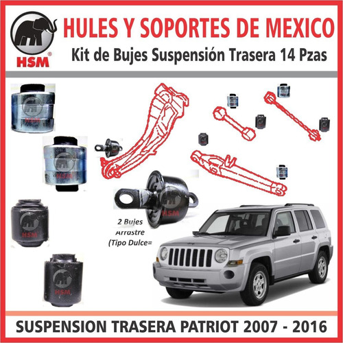 Imagen 5 de 6 de Bujes Suspension Trasera Patriot 14pzs 2013 2014 2015