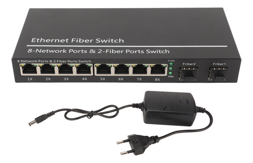 Conmutador De Fibra Ethernet, 2 Puertos Ópticos, 8 Puertos E