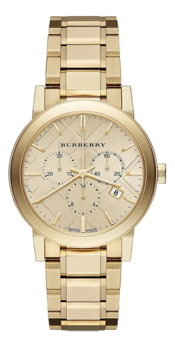 Burberry Bu - Reloj De Acero Inoxidable Dorado Para Mujer, .
