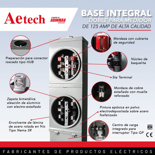 Base Integral Doble Para Medidor Aetech