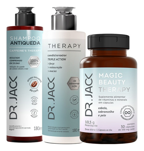 Kit Dr. Jack Shampoo 180ml + Condicionador 180ml + Capsulas