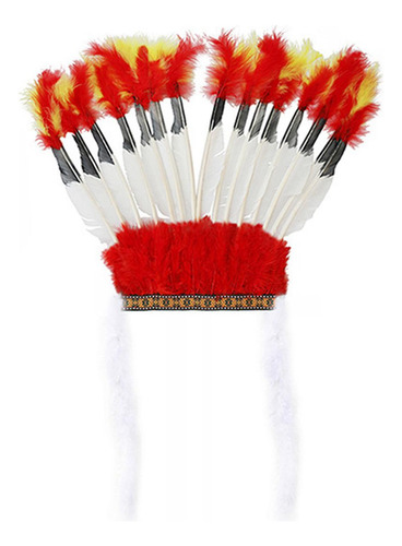 3 Diadema Con Tocado De Plumas, Sombrero Indio Jefe, Tocado