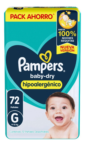 Pañales Pampers Baby-dry G 72 Unidades