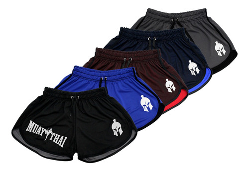 Kit 5 Shorts Muay Thai Boxe Kickboxing Dryfit Titanio 