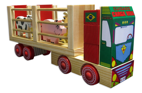 Caminhão Fazendinha-brinquedo Educativo Madeira-carimbras