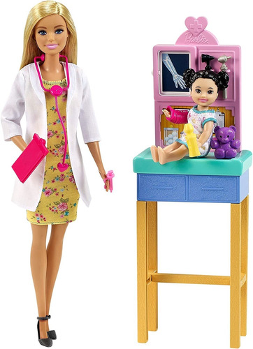 Mesa De Examen Barbie Pediatrian Playset Blonde Doll De 12 P