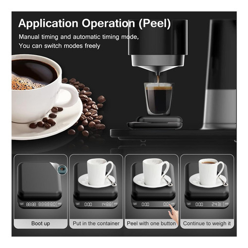 B-qtech Mini Coffee Escala Con Temperador High Precision De