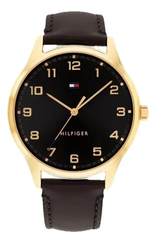 Relogio Tommy Hilfiger Th Essentials Masculino Em Couro Pret