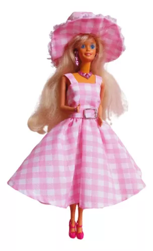 Vestido Barbie Xadrez Rosa Pink Filme Retro Gode Luxo 2023