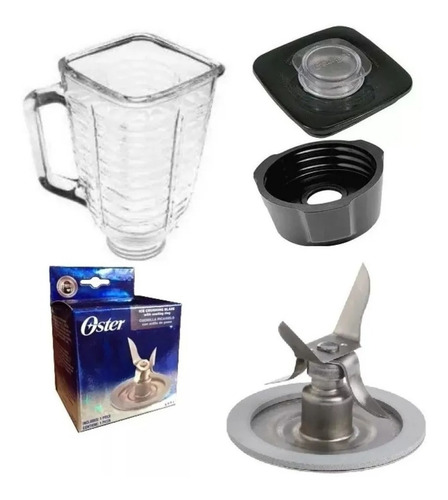 Kit De Licuadora Oster Vaso De Vidrio Tapa Rosca Y Cuchilla