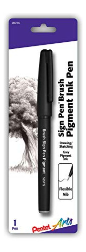 Pentel Arts - Cepillo Para Bolígrafo, Tinta De Pigmento Gris