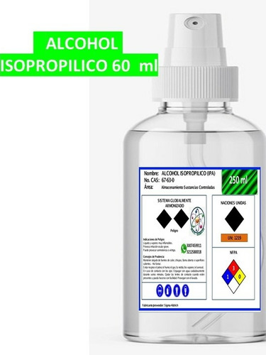 Isopropílico Alcohol 60 Ml Con Spr - Unidad a $8000