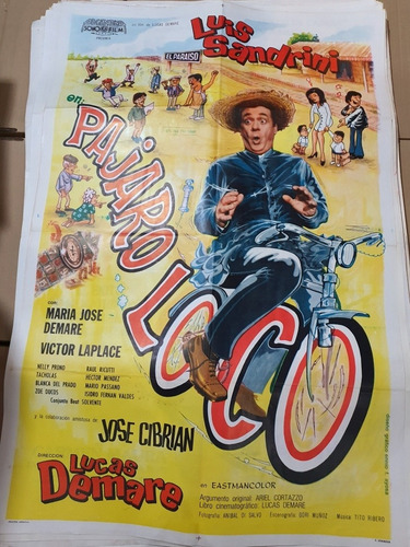 Afiche Cine Original-1365-pajaro Loco- Luis Sandrini (Usado)