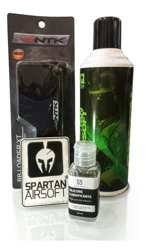 Imagem 1 de 7 de Airsoft Green Gás Spartan + Speed Loader + Silicone + Patche