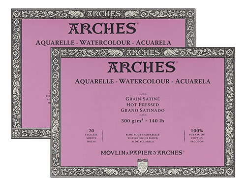 Arches Bloque De Papel De Acuarela, Prensa Caliente, 9 X 12.
