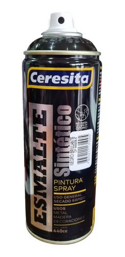 Spray Aerosol Ceresita Esm. Sintético Secado Rápido 440 C.c. Color Negro Brillante