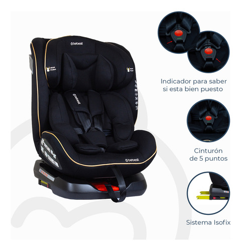 Silla De Auto Convertible Supra 360° Black Gold Color Negro dorado