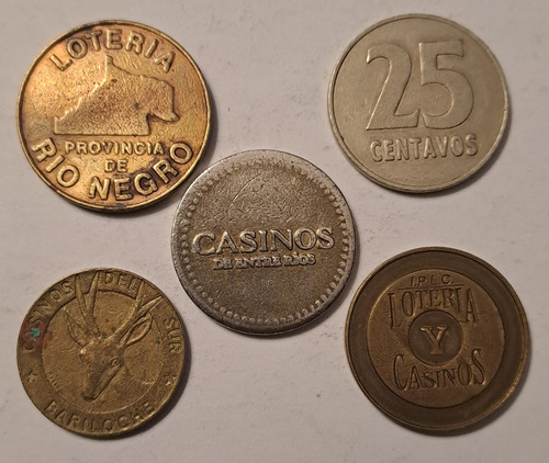 Lote 37. Fichas Casino X 5 Incluye Río Negro, Entre Rios (Usado)