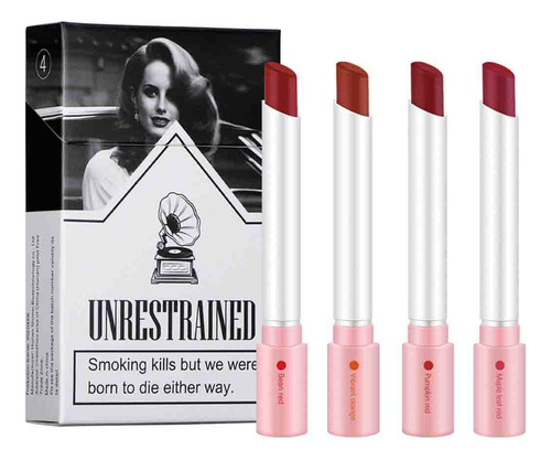 Set De Barra De Labios Mate De Larga Duración 4 Piezas