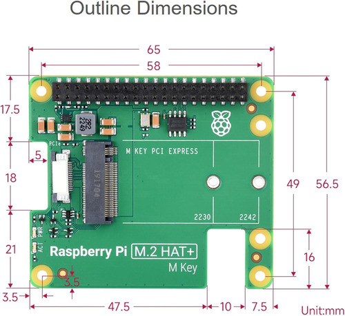 Adaptador Ssd M.2 Hat P/ Raspberry Pi 5 Ueekkoo