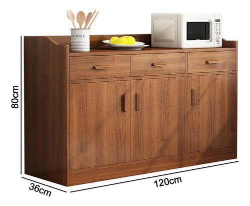 Credenza Bufetera Madera Color Nuez Estilo Retro Organizador Marrón