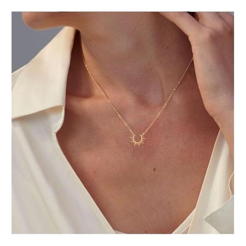 Collar Sol Vriua Mujer 14k Oro Chapado, Diseño Elegante