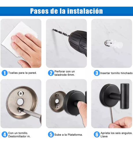Set De Accesorios Para Baño Juego Toallero Negro 20 Pcs