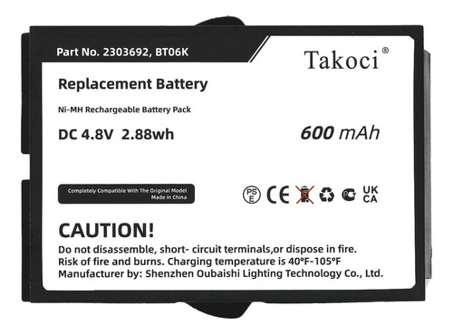 Takoci Batería De Repuesto Para Ikusi 2303692, Tm70/1, T71, 