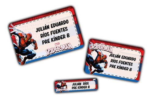 Kit Etiquetas Escolares Adhesivas Personalizadas Spiderman