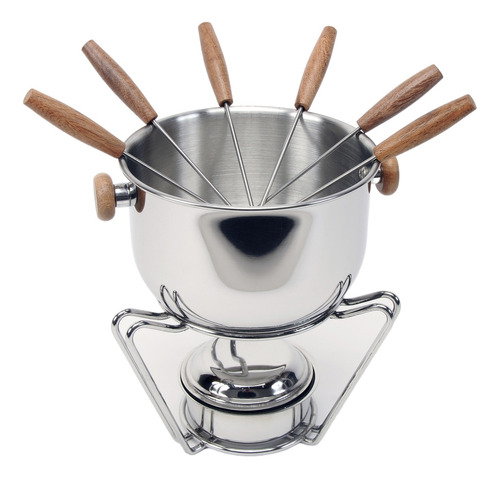 Fondue De Acero Inoxidable Con 6 Pinches Golden Art - 2988