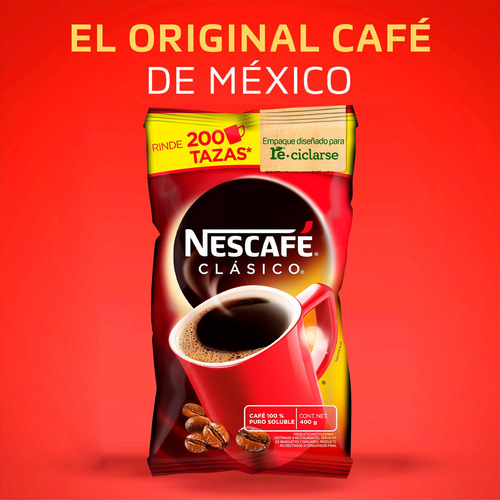 Bebida Soluble Nescafé Clásico 100% Puro 400g