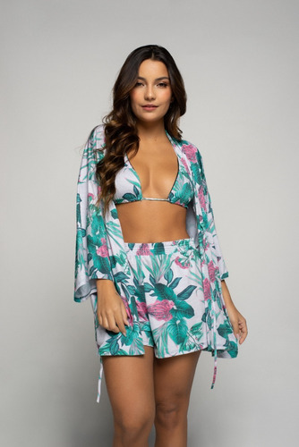 Imagem 5 de 10 de Short Curto Feminino Estampado Moda Verão 2022 Tecido Uv