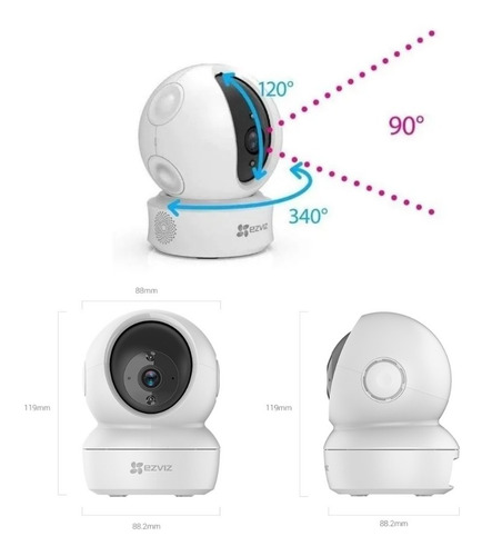 Imagen 5 de 10 de Camara Ip Wifi Ezviz Motorizada 2mpx Fhd Qr P2p Celular Nube