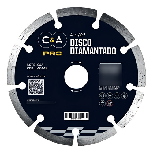 Disco Corte Diamantado Segmentado Concreto 4 1/2'' Esmeril