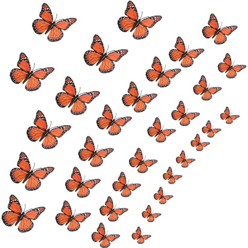 Decoración De 32 Mariposas Monarca - Varias Tallas, Ad...