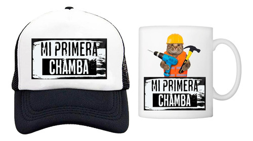 Gorra Mi Primera Chamba Y Taza Primera Chamba Gatito Tecnico