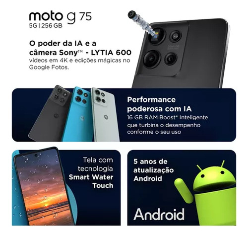 Smartphone Moto G75 5g 256gb - Preto - Bom (Recondicionado)