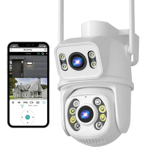 Camara De Seguridad Ptz Doble Lente Alta Definicion Exterior Color Blanco