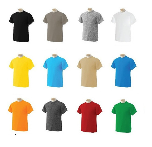 Camisetas Colores Hombre En Algodón Cuello Redondo X 10 Unid