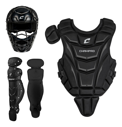 Equipo Catcher Beisbol Champro Helmax 2.0 Negro Juvenil